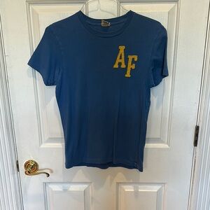 Abercrombie & Fitch Blue Muscle T-Shirt with Yellow 'AF' Applique